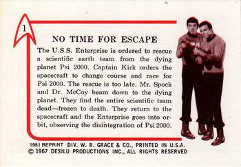 1981 Leaf 1967 Star Trek (Reprint) #1 No Time For Escape Back