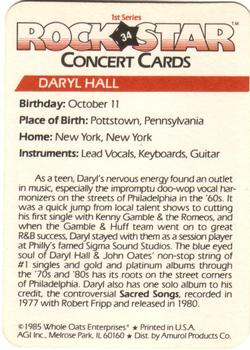 1985 AGI Rock Star #34 Daryl Hall Back