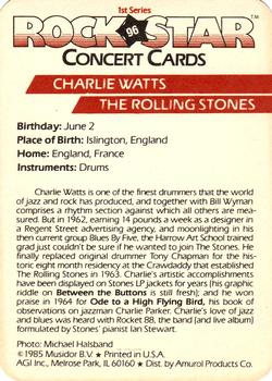 1985 AGI Rock Star #96 Charlie Watts / The Rolling Stones Back