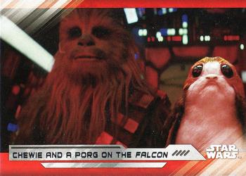 2017 Topps Star Wars: The Last Jedi #96 Chewie and a Porg on the Falcon Front
