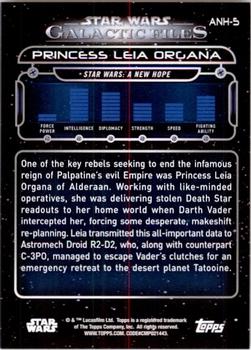 2017 Topps Star Wars: Galactic Files Reborn - Blue #ANH-5 Princess Leia Organa Back