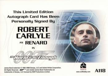 2008 Rittenhouse James Bond In Motion - Autographs 40th Anniversary Design #A118 Robert Carlyle Back