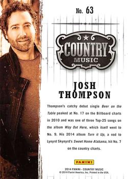 2014 Panini Country Music - Blue #63 Josh Thompson Back