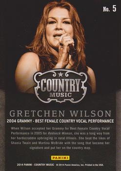 2014 Panini Country Music - Award Winners Green #5 Gretchen Wilson Back