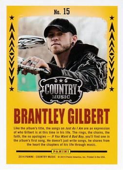2014 Panini Country Music - Backstage Pass Green #15 Brantley Gilbert Back