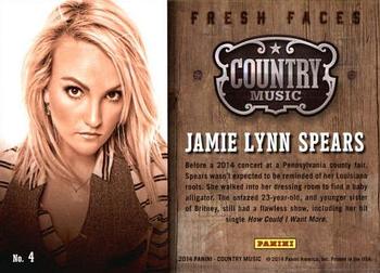 2014 Panini Country Music - Fresh Faces #4 Jamie Lynn Spears Back