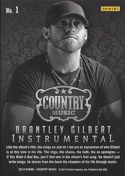 2014 Panini Country Music - Instrumental Purple #1 Brantley Gilbert Back