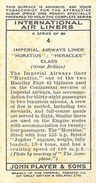 1936 Player's International Air Liners #4 Imperial Airways Liner Horatius Heracles Back