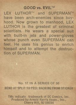 1978 Taystee Bread DC Superheroes Stickers #17 Good vs. Evil Back