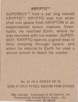 1978 Taystee Bread DC Superheroes Stickers #21 Krypto Back