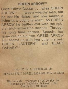 1978 Taystee Bread DC Superheroes Stickers #25 Green Arrow Back