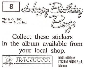 1990 Panini Happy Birthday Bugs #8 1000 ways to cook a duck Back