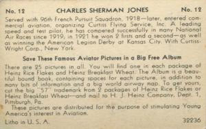 1936 Heinz Famous Aviators 1st Series (F277-4) #12 Casey Jones Back