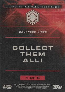 2017 Topps Star Wars Journey To The Last Jedi - Darkness Rises #1 Kylo Ren Back