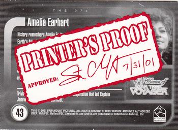 2001 Rittenhouse Women of Star Trek Voyager HoloFEX - Printers Proof #43 Amelia Earhart Back