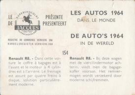 1964 Chocolat Jacques Les Autos Dans le Monde #154 Renault R8 Back