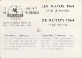 1964 Chocolat Jacques Les Autos Dans le Monde #225 Chevrolet Corvette Back
