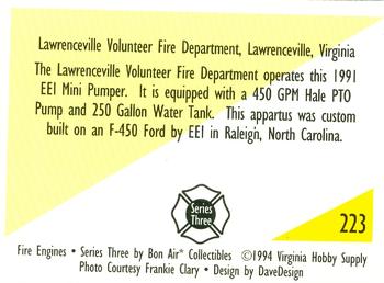 1994 Bon Air Fire Engines #223 Lawrenceville, Virginia - 1991 EEI Mini Pumper Back