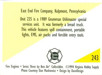 1994 Bon Air Fire Engines #243 Kulpmont, Pennsylvania - 1989 Grumman Utilimaster Back