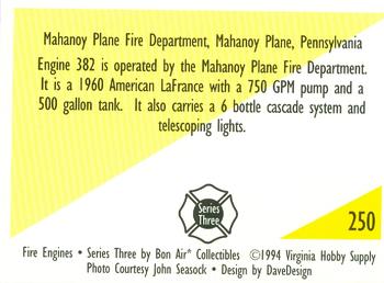 1994 Bon Air Fire Engines #250 Mahanoy, Pennsylvania - 1960 American LaFrance Back