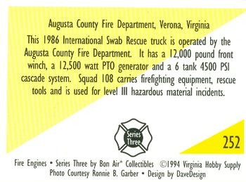 1994 Bon Air Fire Engines #252 Verona, Virginia - 1986 International Swab Back