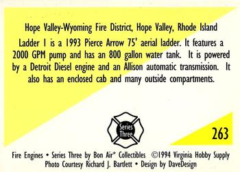 1994 Bon Air Fire Engines #263 Hope Valley, Rhode Island - 1993 Pierce Arrow Ladder Back
