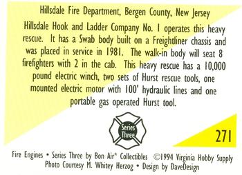 1994 Bon Air Fire Engines #271 Bergen County, New Jersey - 1981 Swab Rescue Back