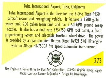 1994 Bon Air Fire Engines #273 Tulsa, Oklahoma - E-One Titan Aircraft Rescue Back