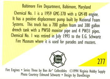 1994 Bon Air Fire Engines #277 Baltimore, Maryland - 1959 GMC-370 Chemical Back