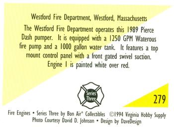 1994 Bon Air Fire Engines #279 Westford, Massachusetts - 1989 Pierce Dash Pumper Back