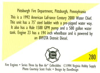 1994 Bon Air Fire Engines #280 Pittsburgh, Pennsylvania - 1992 American LaFrance Back