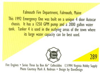 1994 Bon Air Fire Engines #289 Falmouth, Maine - 1992 Emergency One Back