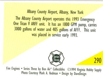 1994 Bon Air Fire Engines #290 Albany, New York - 1993 E-One Titan Back