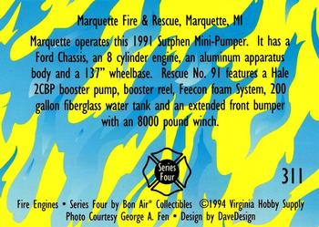 1994 Bon Air Fire Engines #311 Marquette, MI - 1991 Sutphen Mini-Pumper Back