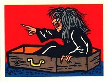 1961 Leaf Spook Stories - Stickers #NNO Witch in Coffin Front