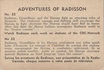 1957 Parkhurst Adventures of Radisson (V339-1) #22 Radisson, Groseilliers, and the Hurons fight Back