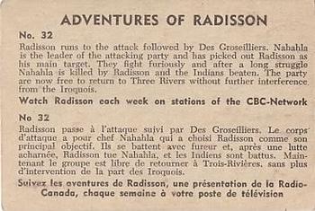 1957 Parkhurst Adventures of Radisson (V339-1) #32 Radisson runs to the attack Back