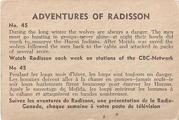 1957 Parkhurst Adventures of Radisson (V339-1) #45 During the long winter Back