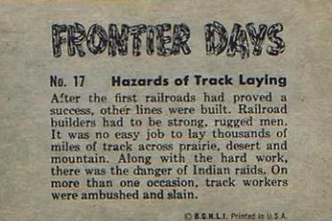 1953 Bowman Frontier Days (R701-5) #17 Hazards of Track Laying Back