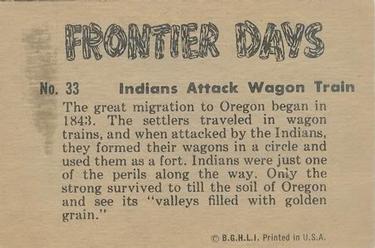 1953 Bowman Frontier Days (R701-5) #33 Indians Attack Wagon Train Back