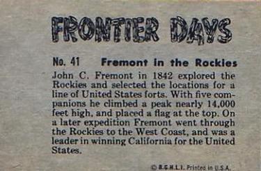1953 Bowman Frontier Days (R701-5) #41 Fremont in the Rockies Back