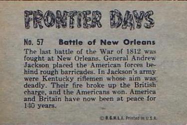 1953 Bowman Frontier Days (R701-5) #57 Battle of New Orleans Back