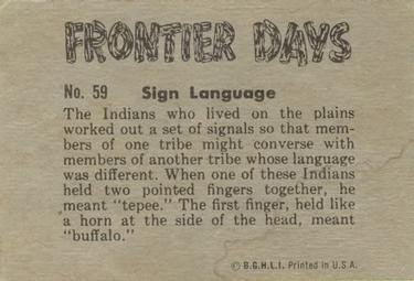 1953 Bowman Frontier Days (R701-5) #59 Sign Language Back