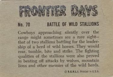 1953 Bowman Frontier Days (R701-5) #70 Battle of Wild Stallions Back