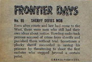 1953 Bowman Frontier Days (R701-5) #95 Sheriff Defies Mob Back