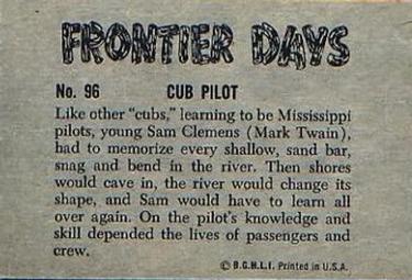 1953 Bowman Frontier Days (R701-5) #96 Cub Pilot Back