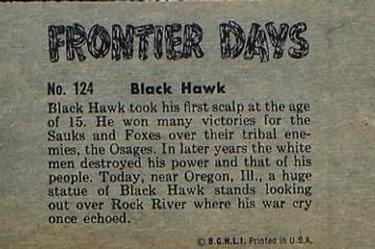 1953 Bowman Frontier Days (R701-5) #124 Black Hawk Back