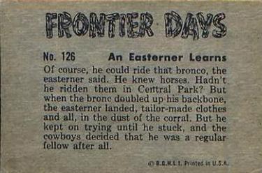1953 Bowman Frontier Days (R701-5) #126 An Easterner Learns Back