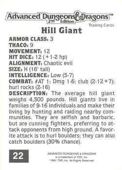 1991 TSR Advanced Dungeons & Dragons #22 Hill Giant Back