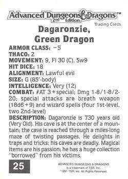 1991 TSR Advanced Dungeons & Dragons #25 Dagaronzie, Green Dragon Back